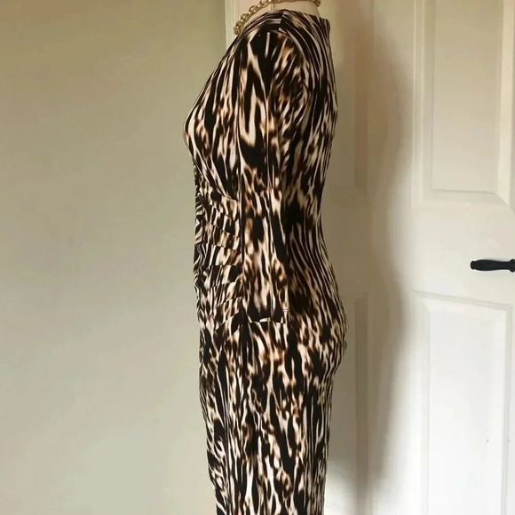 Dana Buchman brown tiger striped mod dress size 6 - Picture 7 of 15